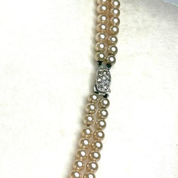 Vintage Rosita Simulated Champagne Pearls Layered Double Strand Necklace - Picture 8 of 9